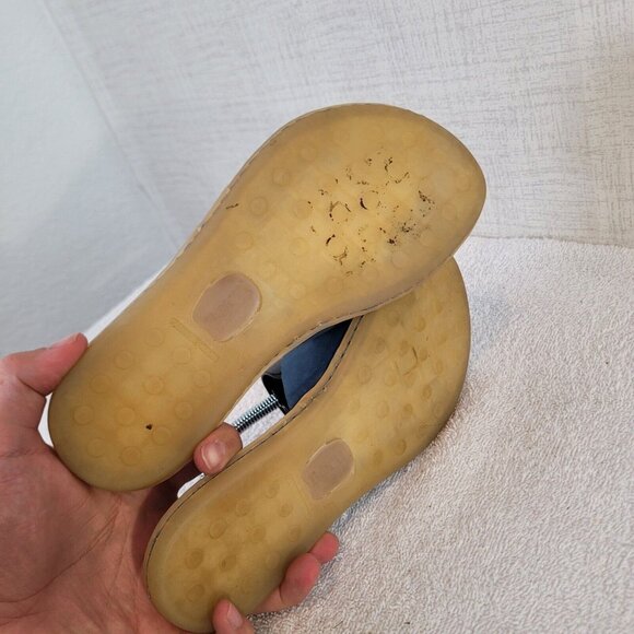 Born Sandals Womens 6M Blue Gold Leather Slides F26304 Casual Comfort - Picture 6 of 7